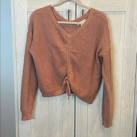 Sincerely Jules V-Neck Sweater - Warm Brown Knit Ballerina Sweater - Picture 1 of 6